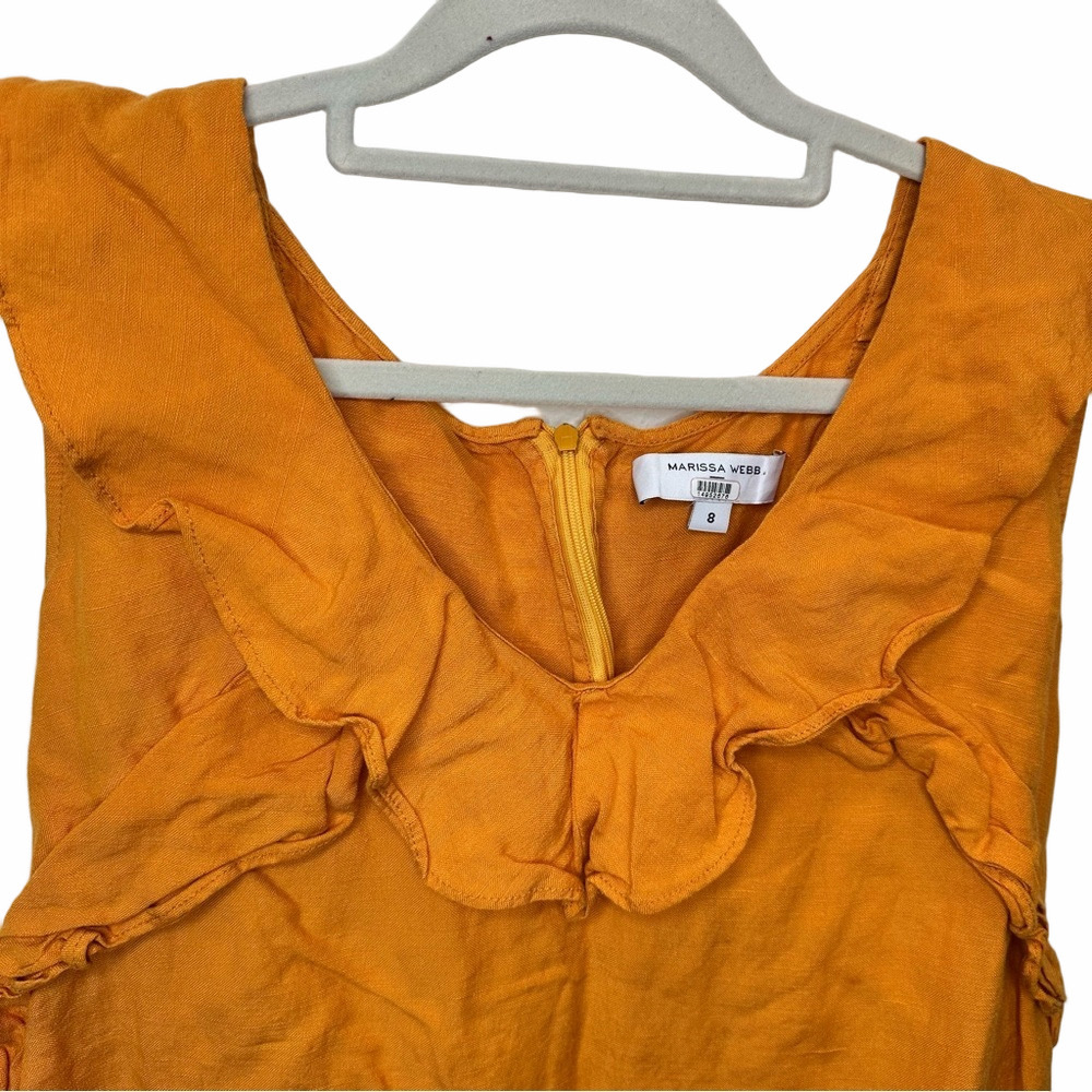 215. Marissa Webb Ditsy Ruffle Top Orange Size 8 - Picture 5 of 14